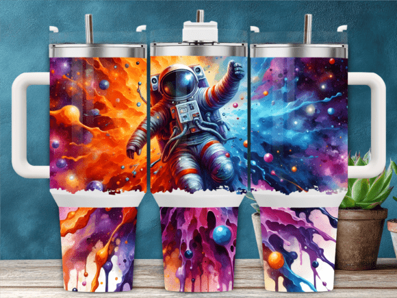 Astronaut Cosmic Fireworks 40oz Tumbler Graphics