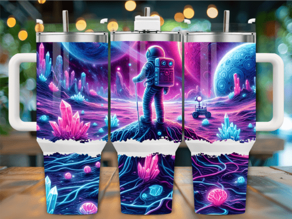 Astronaut Exploring Alien 40oz Tumbler Graphics