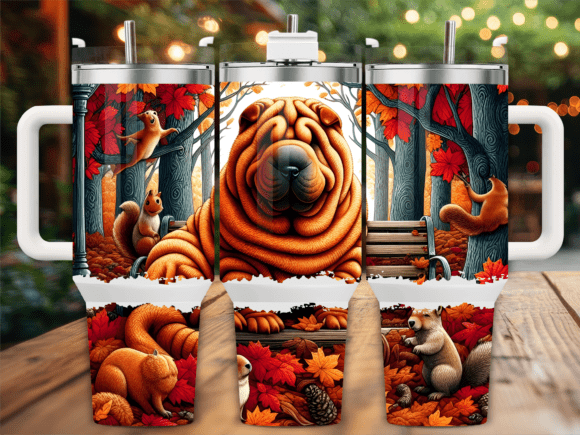 Autumn Shar Pei Forest Dog Graphics & Tumbler Wraps