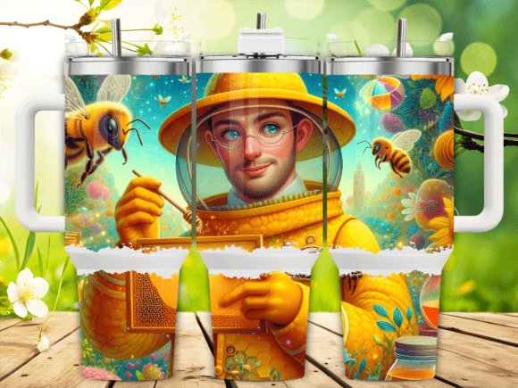 Beekeeper with Bees Honey Tumbler Wraps & Graphics