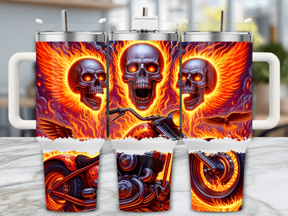 Blazing Skull Flames Rider Tumbler