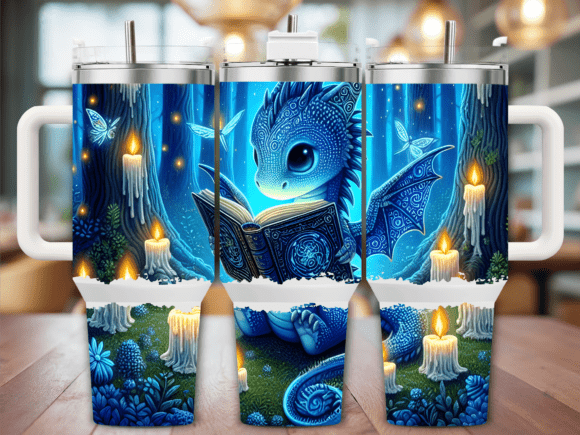 Blue Dragon Reading Forest Tumbler Wraps Graphics