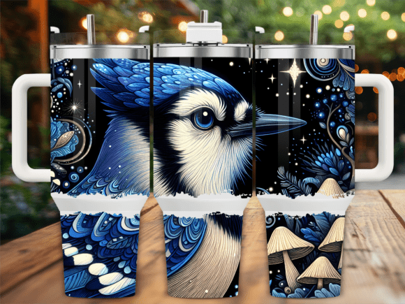 Blue Jay Forest Night Tumbler Wraps & Graphics