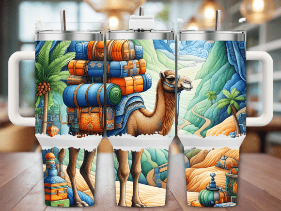 Colorful Travel Camel Tumbler Wraps & Graphics
