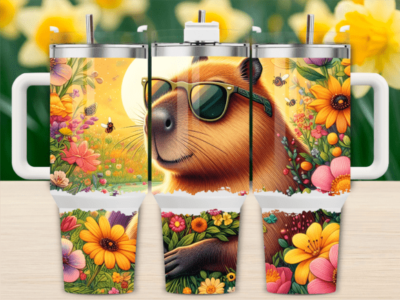 Cool Capybara Sunglasses Tumbler Wraps & Graphics