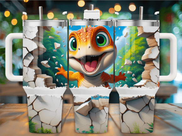 Cute Baby Dinosaur Breaking 40oz Tumbler Graphics