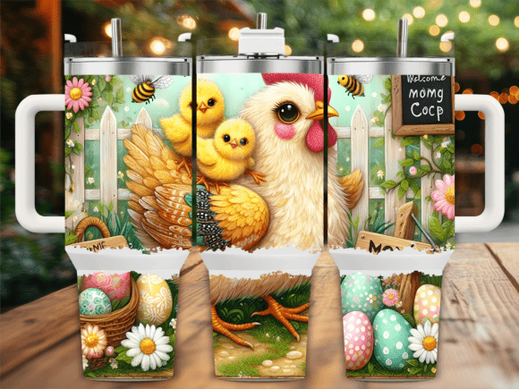 Cute Farm Chicken Spring Tumbler Wraps & Graphics