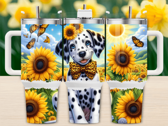 Dalmatian Sunflower Joy 40oz Tumbler Graphics