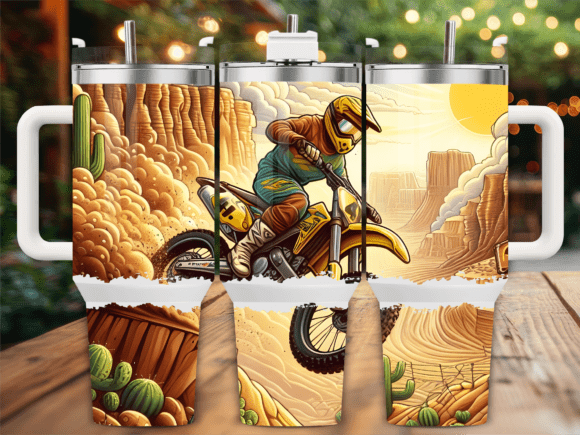 Desert Motocross Rider 40oz Tumbler Wrap Graphics