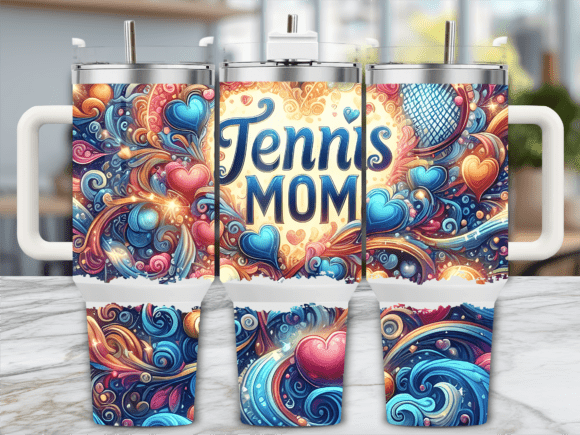 Elegant Blue Tennis Mom Graphics for Tumbler Wraps