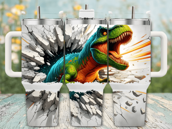 Explosive T-Rex Breaking 40oz Tumbler Graphics