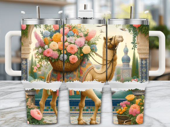 Floral Camel Art Graphics for Tumbler Wraps