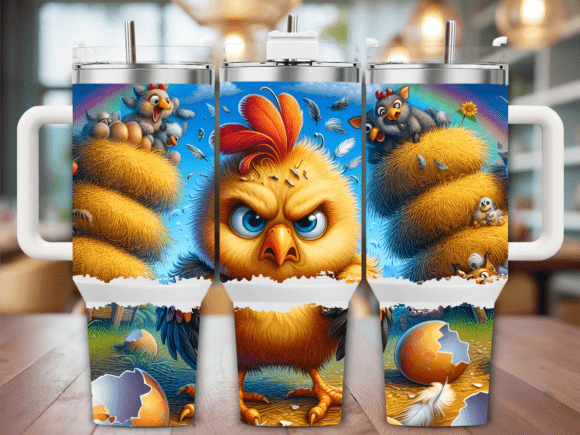 Funny Angry Chicken Graphics for Tumbler Wraps