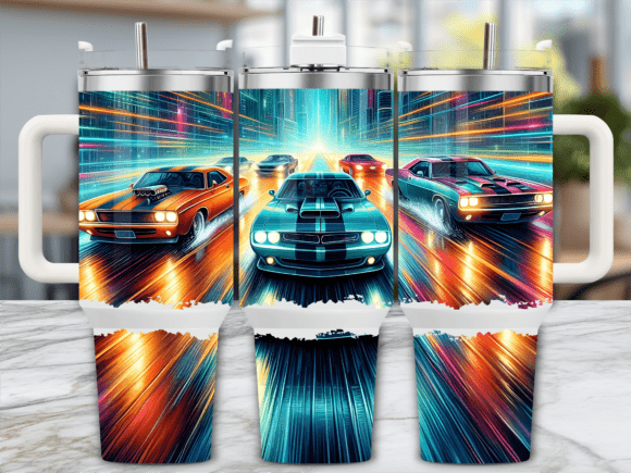Futuristic Racing Lights 40oz Tumbler Graphics