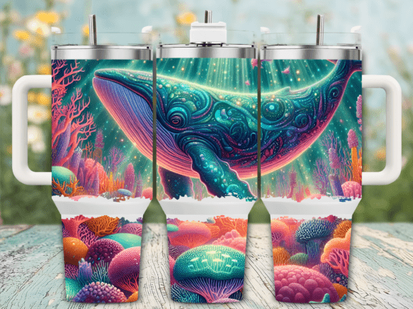 Glowing Whale Magical Ocean 40oz Tumbler Graphics