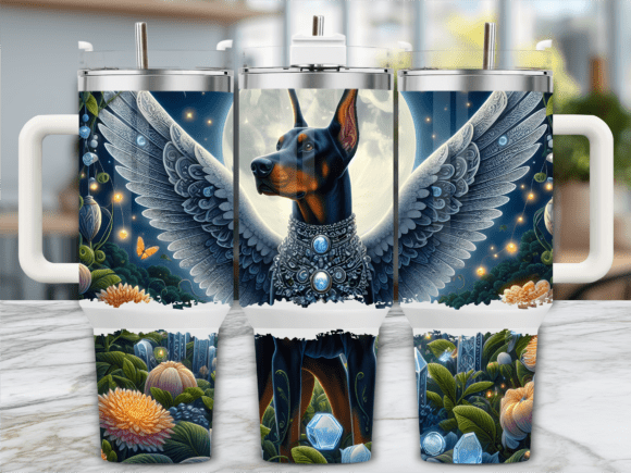 Guardian Doberman Angel 40oz Tumbler Graphics