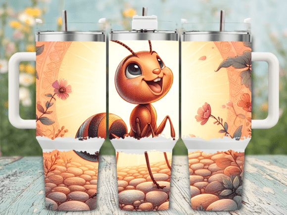 Happy Bee with Butterflies 40oz Tumbler Graphics