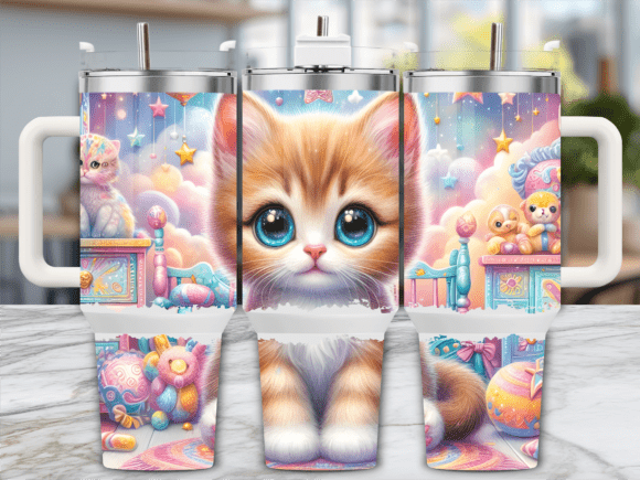 Kawaii Cat Fantasy Sky 40oz Tumbler Wrap