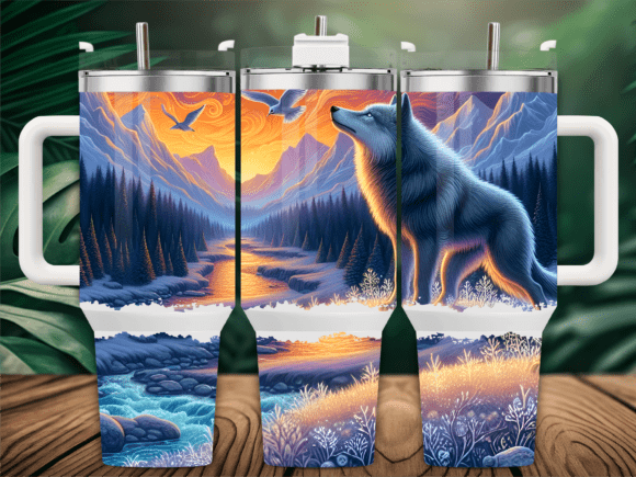 Majestic Wolf Winter 40oz Tumbler Wrap