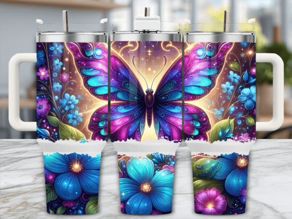 Mystic Blue Butterfly Tumbler Wraps & Graphics