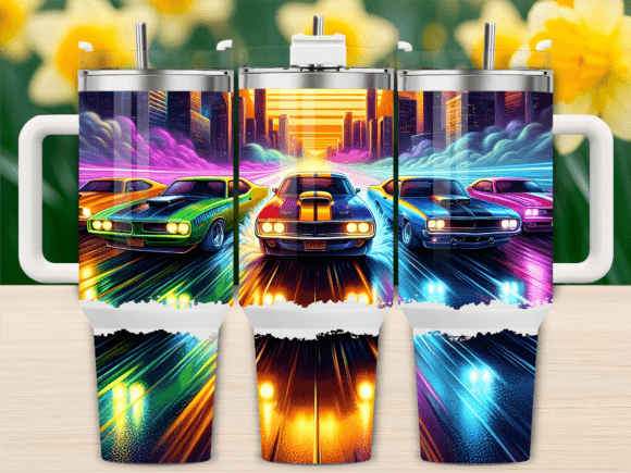 Neon Street Race Scene Graphics for Tumbler Wraps