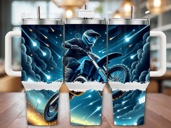 Night Ride Motocross 40oz Tumbler Wrap Graphics