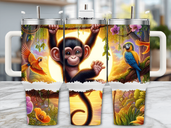 Playful Monkey Jungle Tumbler Wraps & Graphics