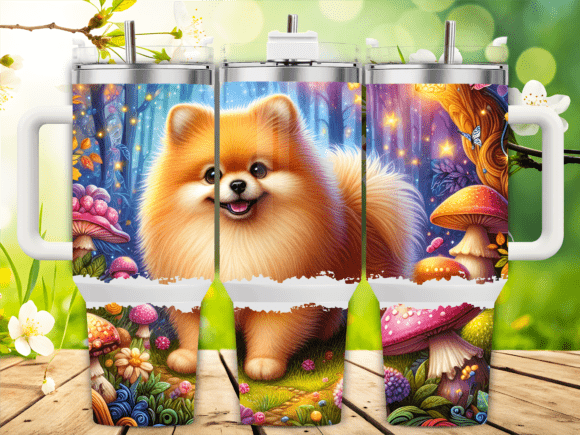 Pomeranian Forest 40oz Tumbler Wrap Graphics