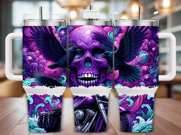 Skull Raven Motorcycle Tumbler Wraps & Graphics