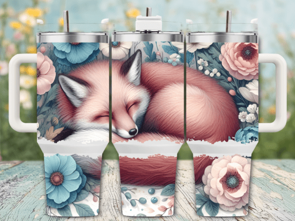 Sleeping Fox Flowers Winter 40oz Tumbler