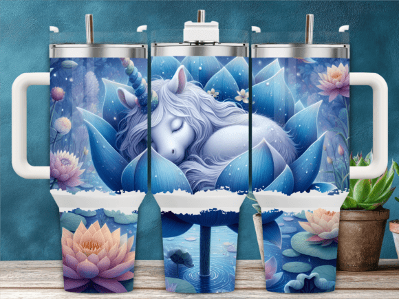 Sleeping Unicorn Flowers 40oz Tumbler Graphics