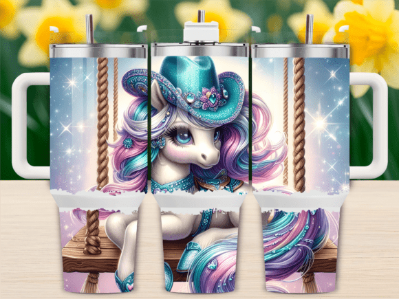 Sparkly Cowgirl Unicorn 40oz Tumbler Graphics