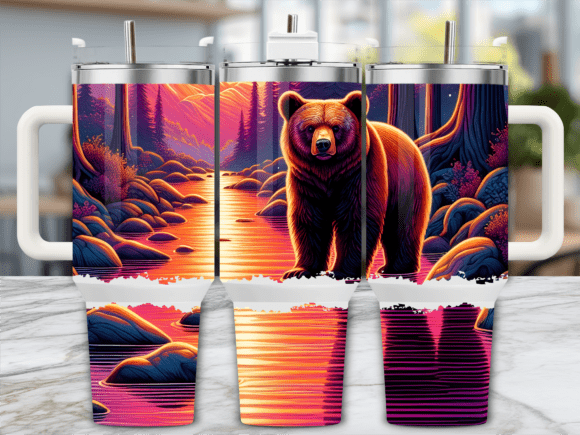 Sunset Forest Bear Tumbler Wraps & Graphics