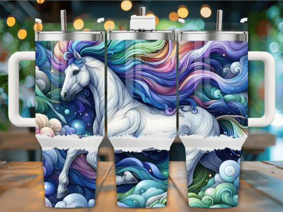 Unicorn Ocean Fantasy 40oz Tumbler Wrap Graphics