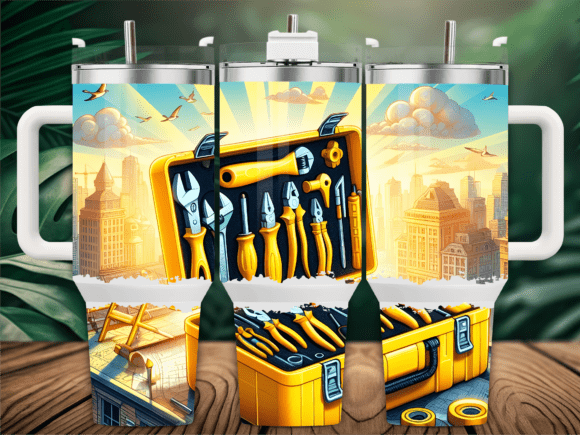 Yellow Tool Box Cityscape 40oz Tumbler Graphics
